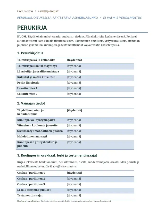 Perukirjapohjan aito esikatselu